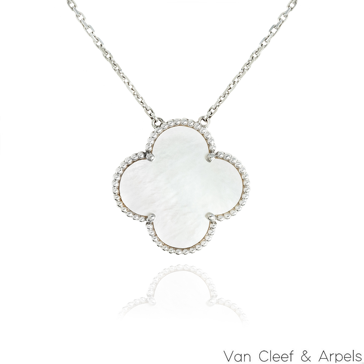 Van Cleef & Arpels White Gold Mother of Pearl Magic Alhambra Necklace VCARN32200
